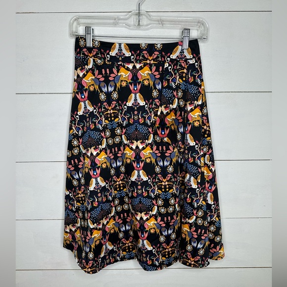 Anthropologie Eva Franco Fox Hare Wilderness Whimsey Animal Skirt Size 4 - Picture 1 of 6